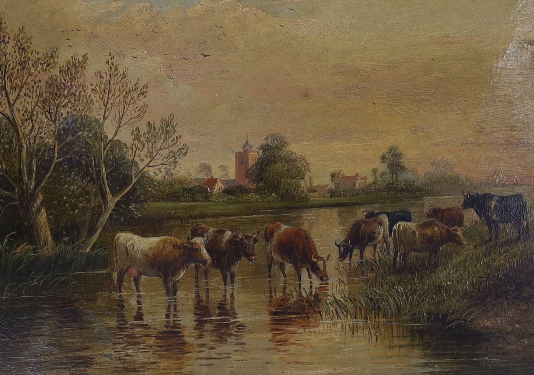 After William Sidney Cooper R.A., oil on card, 'Near Canterbury', bears signature, 20 x 27cm